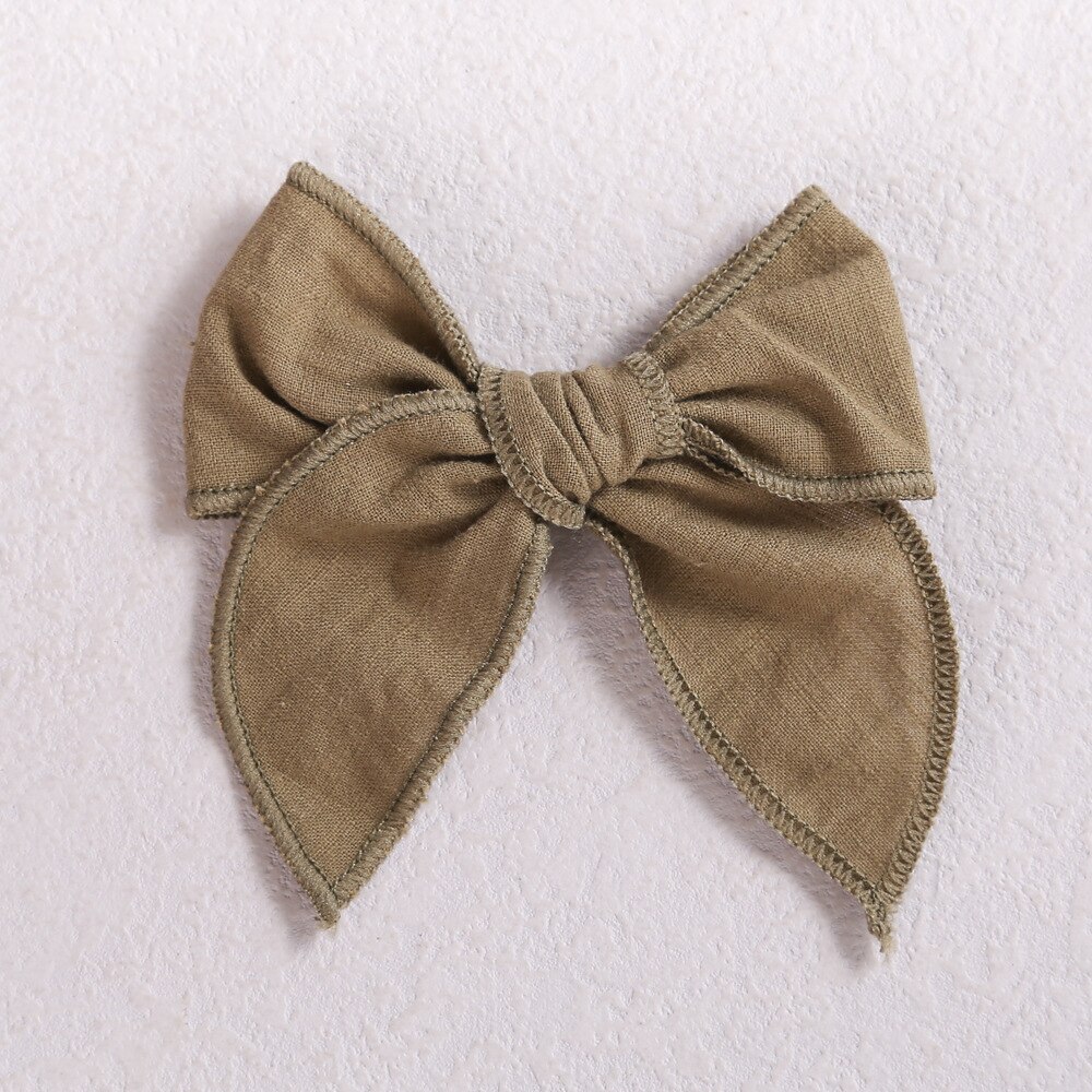 Baby Hair Clips Cotton Hairpin For girls Big Bows Barrettes Infant Linen Side Clips Hair Accessories Cute Hairgrips: 6