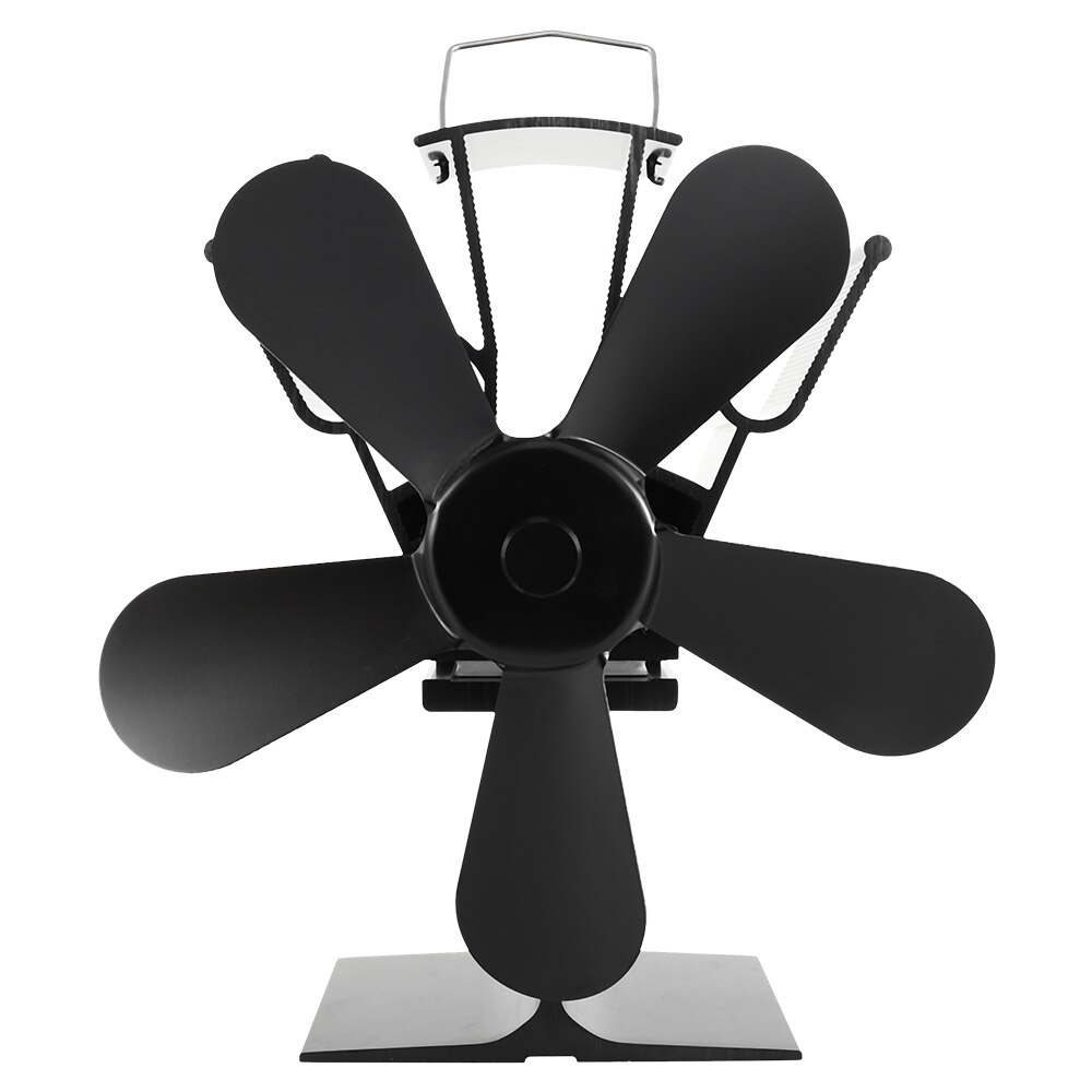 Cheminée noire cheminée pour poêle à 5 lames à chauffage, ventilateur et silencieux pour la maison, Distribution de chaleur efficace