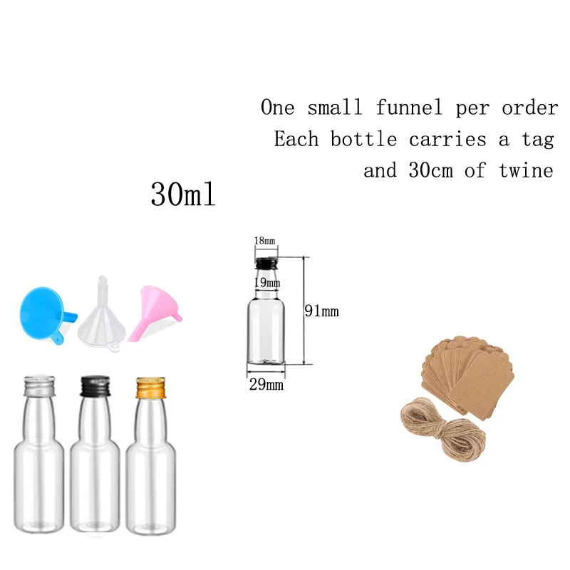 10 Uds 30ML-150ML Mini botella de licor de plástico portátil botellas de jugo contenedor de bebidas reutilizable para favores bodas fiestas favores: Gris oscuro / 60 ml