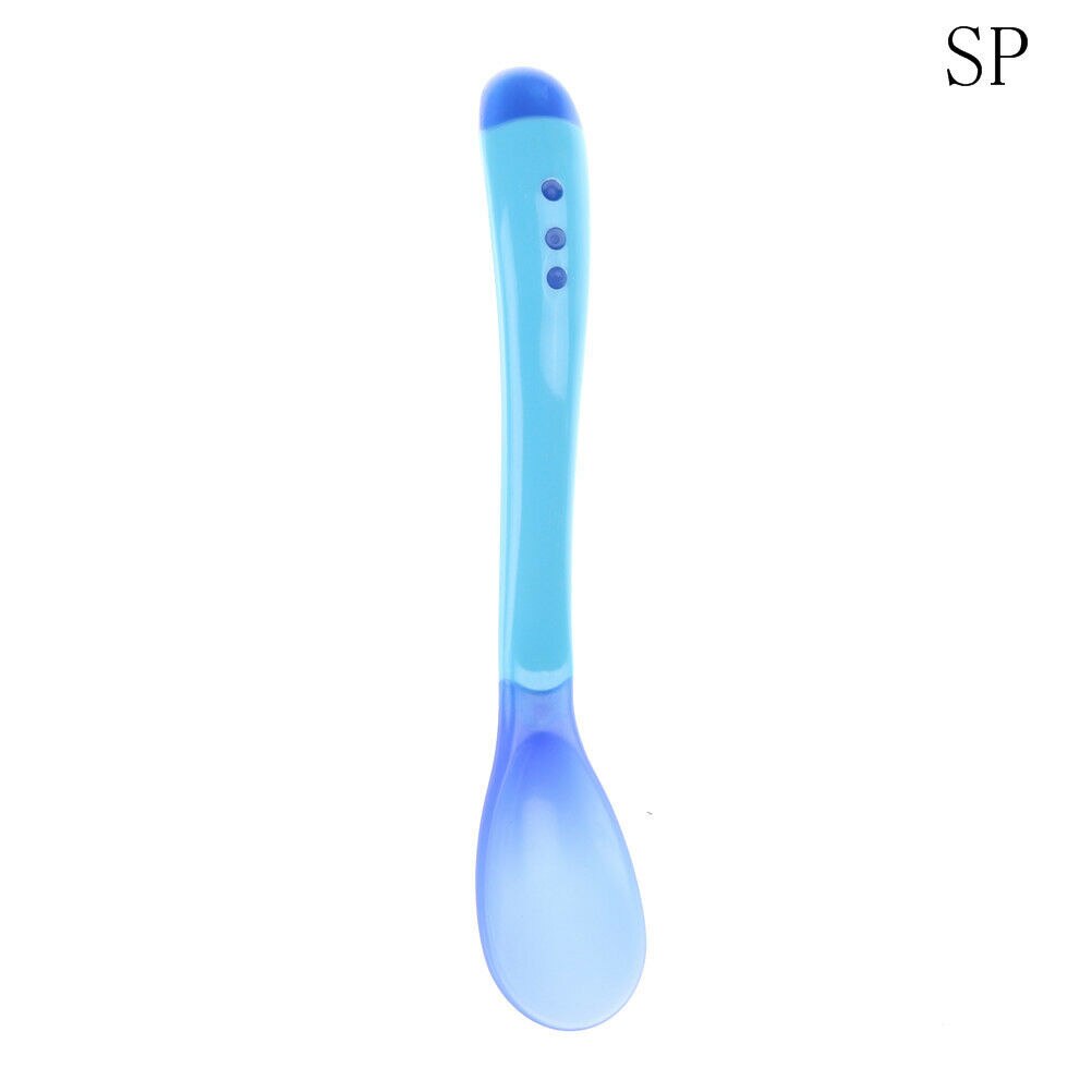 Baby silikon sked babysäkerhet temperaturavkännande barn barn bestick matningsskedar: 6