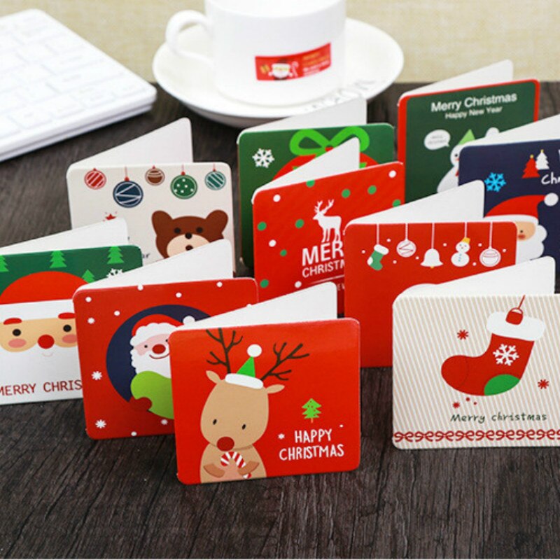 24/5 PCS bricolage noël merci cartes cartes de voeux avec enveloppe Mini noël carte postale décoration de noël