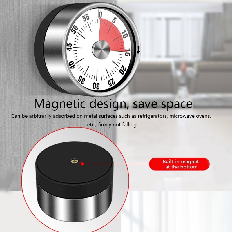 Stainless Steel Visual Timer Mechanical Kitchen 60-Minutes Alarm Cooking Timer