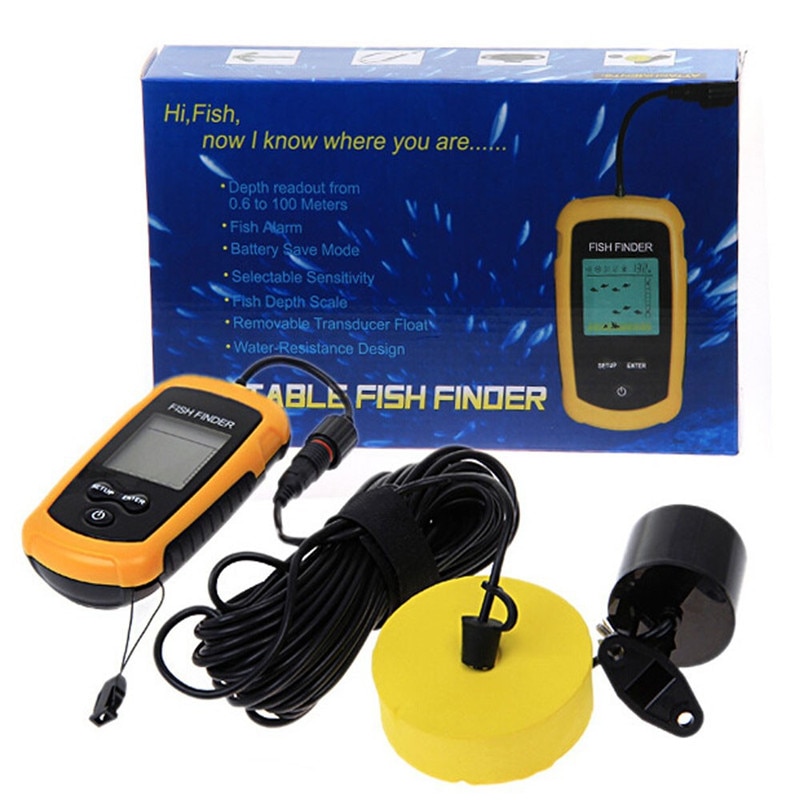 Draagbare Fishfinder Sonar Sirene Alarm Transducer dieper fishfinder 0.7 ~ 100m vissen echolood met Engels LCD display