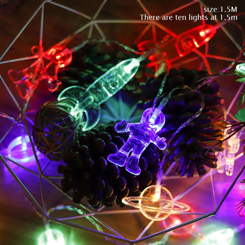 1.5m Led Spaceman Astronaut Rocket Universe Burst Ball Light Sting Kids Boys Outer Space Theme Birthday Party Decorations Favor: Fluorescence Yellow