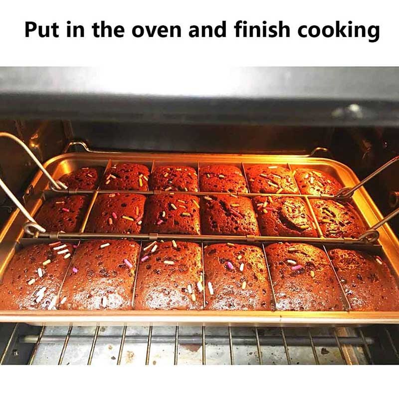 Brownie – plaque de cuisson antiadhésive carrée en acier inoxydable, avec trancheur, four en cuivre, pour gâteaux
