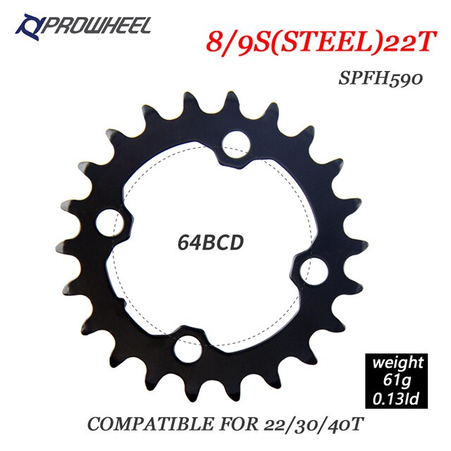Prowheel fiets tandwielen 64/96/104 bcd mtb fiets kettingblad 22/24/30/32/40/42/44t kettingbladen mountainbike crankstel tand onderdelen: 9s 22t spfh 590