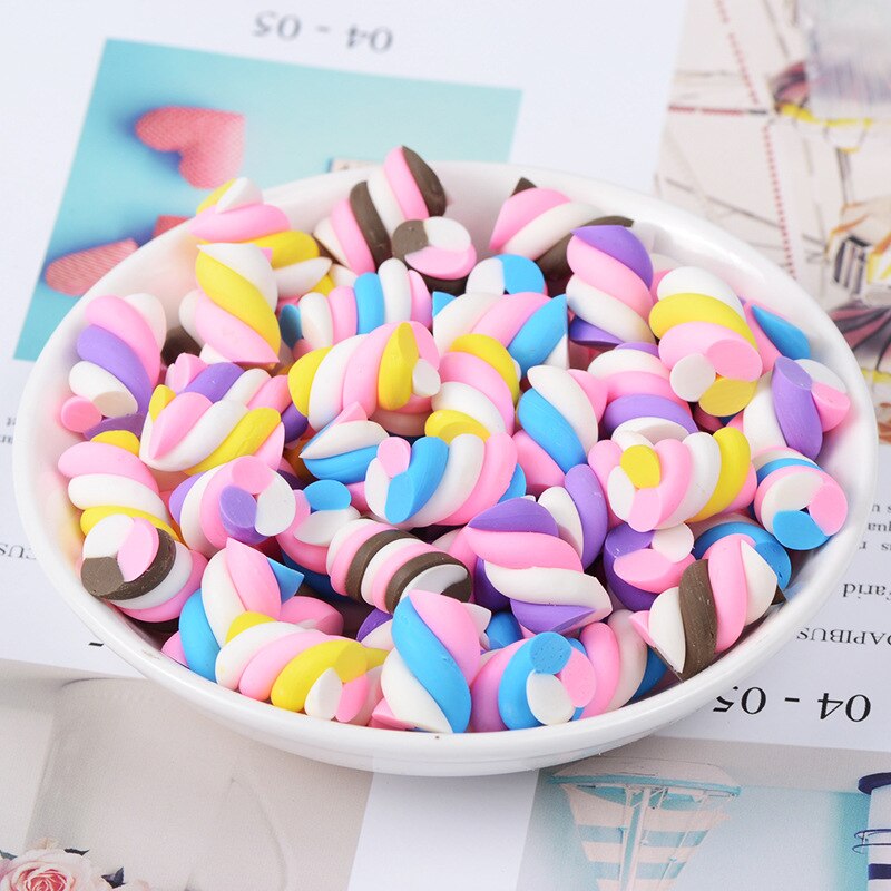 10Pcs Cotton Candy Charms for Slime DIY Polymer Bead Filler Addition Slime Accessories Toys Lizun Modeling Clay Kit for Children