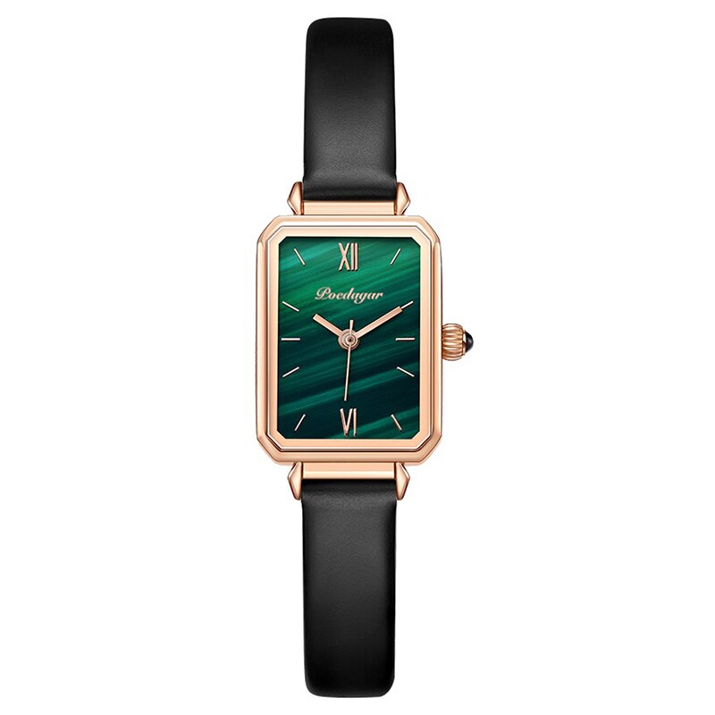 POEDAGAR Women Watches Japan Quartz Movement Waterproof Ladies Watch Stainless Steel Mesh Rose Gold Simple Clock: Jade Green L