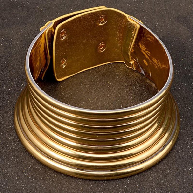 Afrikanische Schmuck Jahrgang Halskette Metall Spule Einstellbare Leder Drehmomente ErkläSprosse Halsband Halskette max Kragen Punk Stil