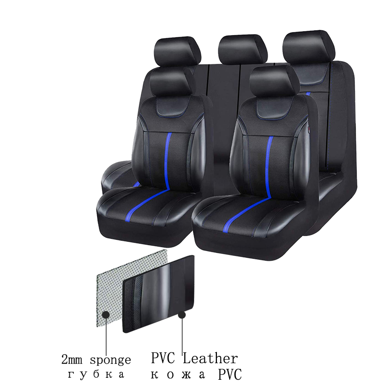AUTO PLUS PU-Leder und Netzstoff, universelles Autositzbezug-Set, Autozubehör, Unisex, passend für die meisten Autos, SUVs, Van, LKWs, Sitzkissen