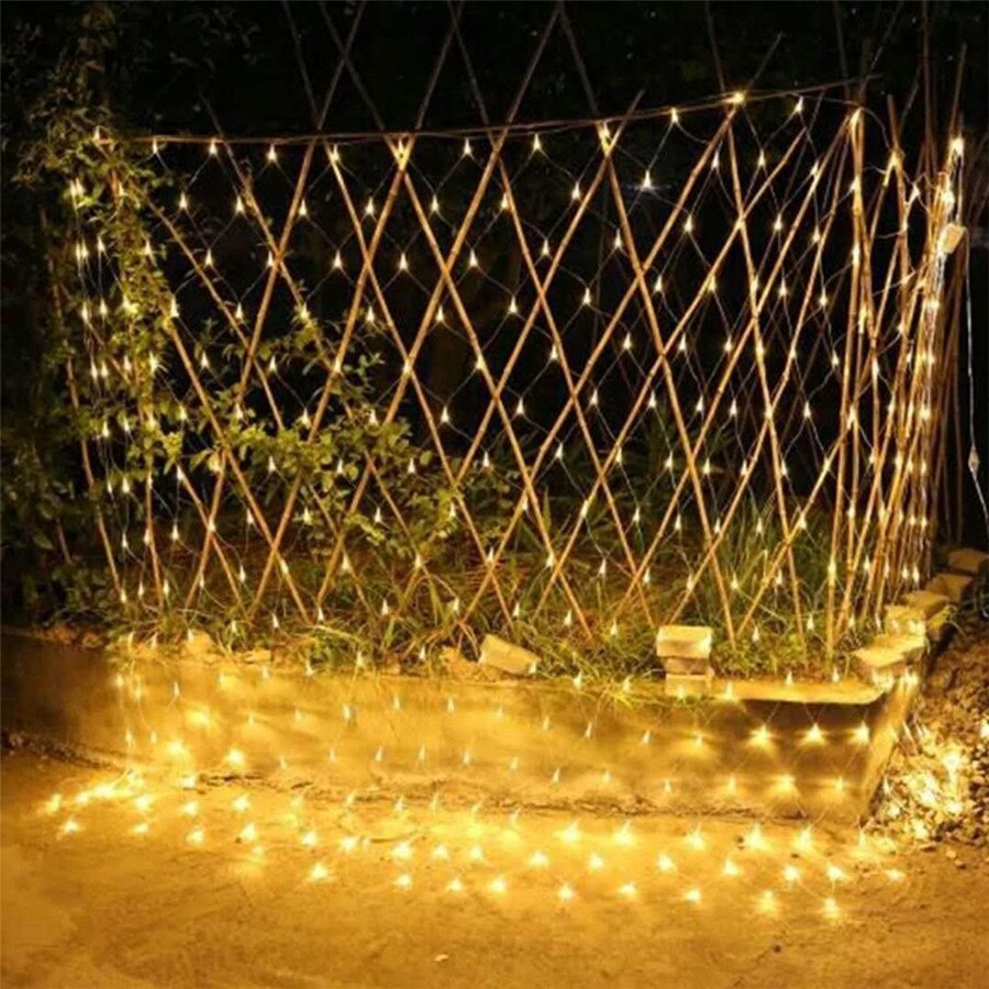 Thrisdar 2 x 3m 204 led zonne-net gaas lichtsnoer kerst zonne-raamgordijn lichtslinger zonne-boom-wikkellicht