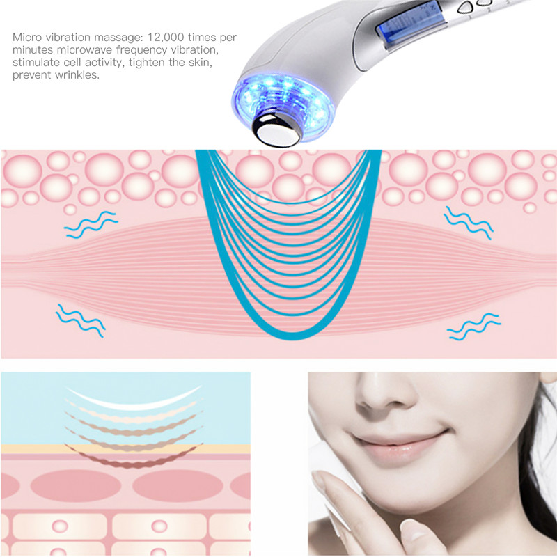 3MHZ Ultraschall Ionen LED Photon Gesicht Reinigung Gerät Haut Verjüngung Schönheit Massage Maschine USB Lade Gesichts Massager P36