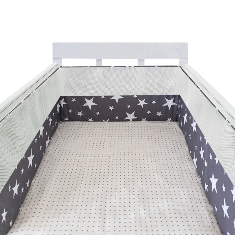 Nordic Style Crib Bumpers Cotton&amp;Mesh Baby Bed Bumpers Clouds/Crown Pattern Newborns Cot Bedding Protectors 200*30cm One Piece: NO2