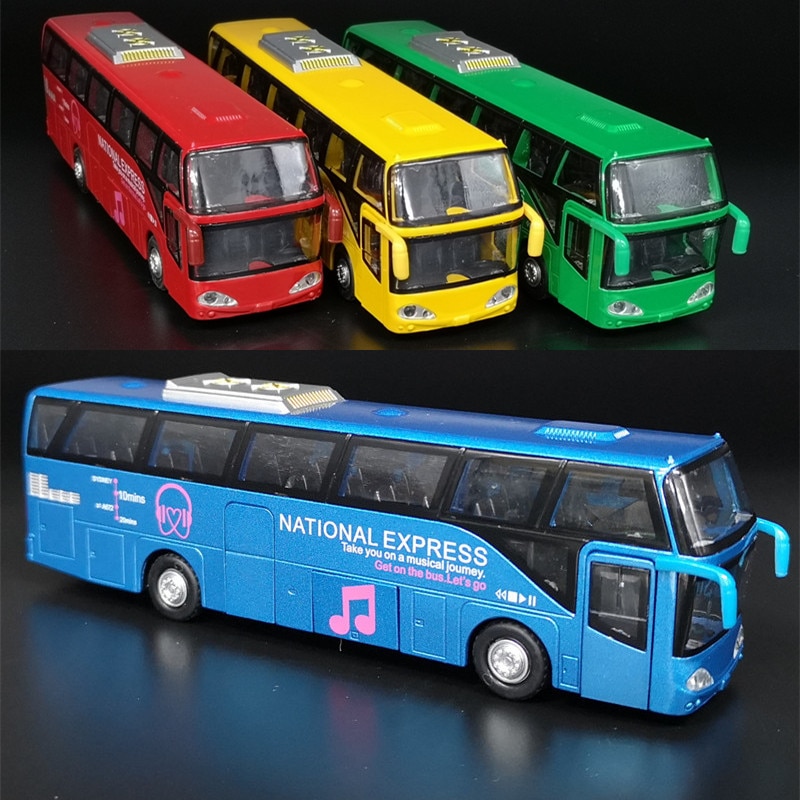 1:50 5 Deur Legering Tour Bus Model, Simulatie Spuitgieten Kinderen Speelgoed Auto, geluid En Licht Trek,