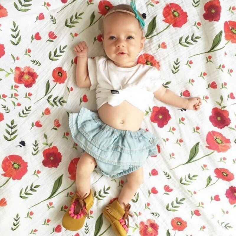 120*120cm cobertor do bebê algodão flor fruta impressão cobertor do bebê macio envoltório babys recém-nascido cobertor 2 camadas da criança swaddling