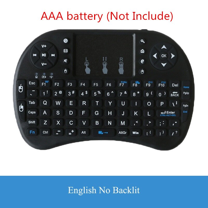 I8 2.4Ghz Wireless Keyboard Air Mouse Touchpad Handheld Voor Android Tv Box Mini Pc 7 Kleuren Backlit I8 Russische engels Kyeboard: No Backlit  English