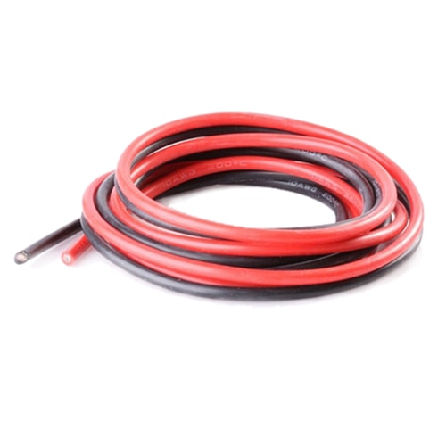 2X1M Lange Rood + Zwart Siliconen Kabel Draad, 10AWG