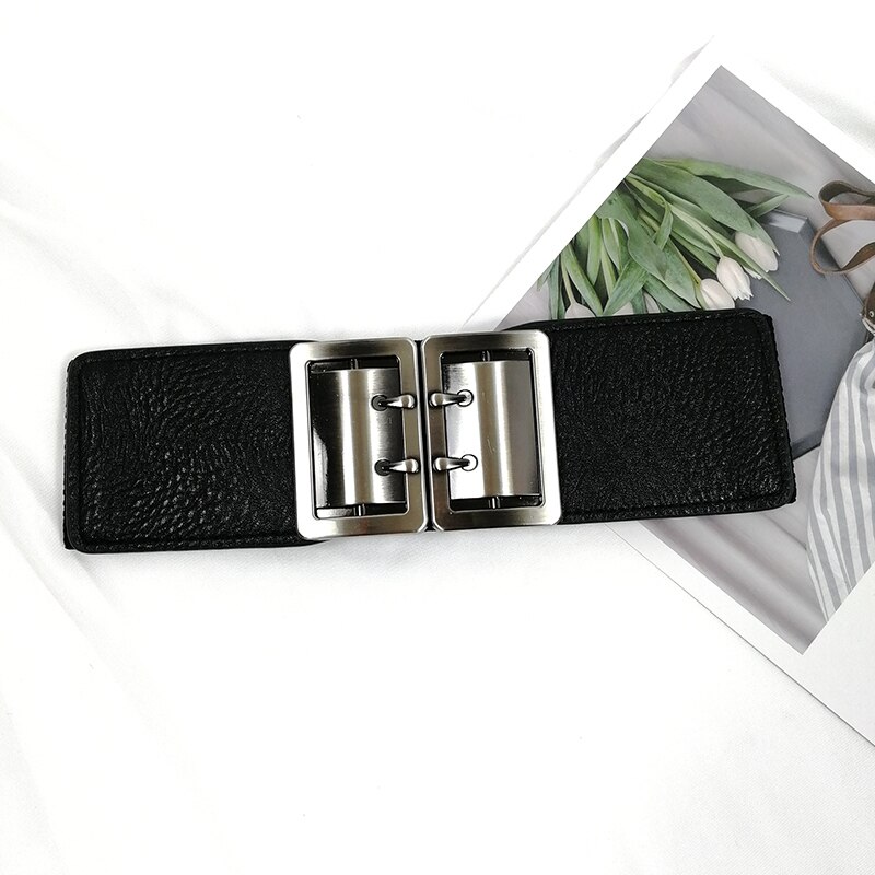 Cinturones de talla grande para mujer, faja ancha elástica, cinturón de vestir, cinturón de cintura elástica para mujer, cintos de cuero negro: black belt 2