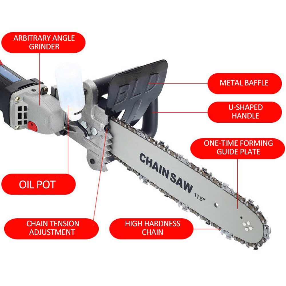 12 Inch Chainsaw Refit Conversion Kit Chainsaw Bracket Set Change Angle Grinder into Chain Saw Woodworking Power Tool