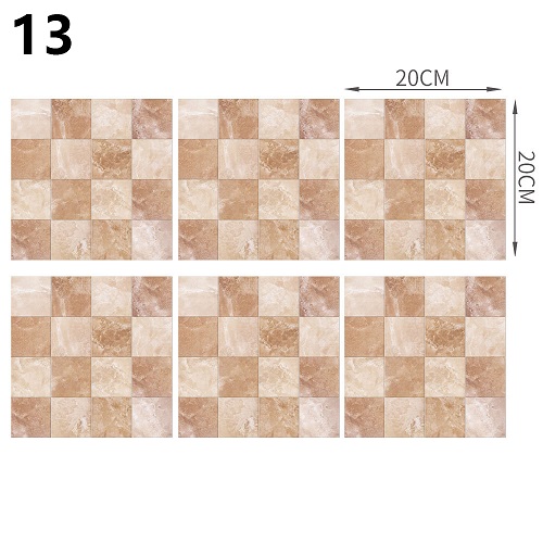 18Styles 20cm*20cm 6PCS/Set DIY Home Decor Kitchen Vinyl Self-sdhesive Wallpaper Backsplash Mosaic Tile Sticker Home Decoration: style13