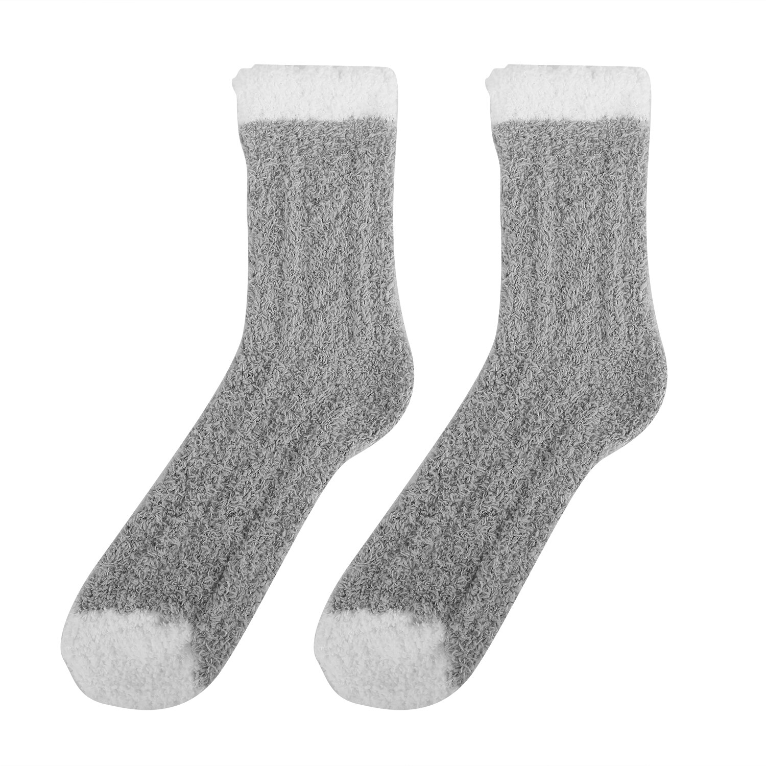 Women Plush Socks Soft Microfiber Fuzzy Warm Slipper Home Bed Floor Socks Winter: Grey