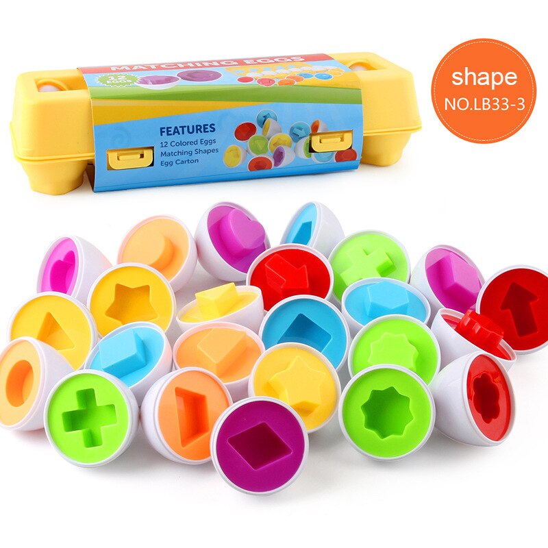 12 st/set pedagogiska leksaker smarta ägg som matchar tvinnade äggformar frukt och grönsaker 12- -pack simuleringsägg