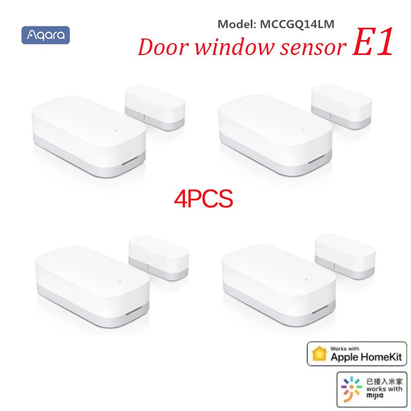 New aqara  e1 smart window and door sensor, zigbee 3,0, works with homekit and the mi home app for smart home use.: 4 pcs