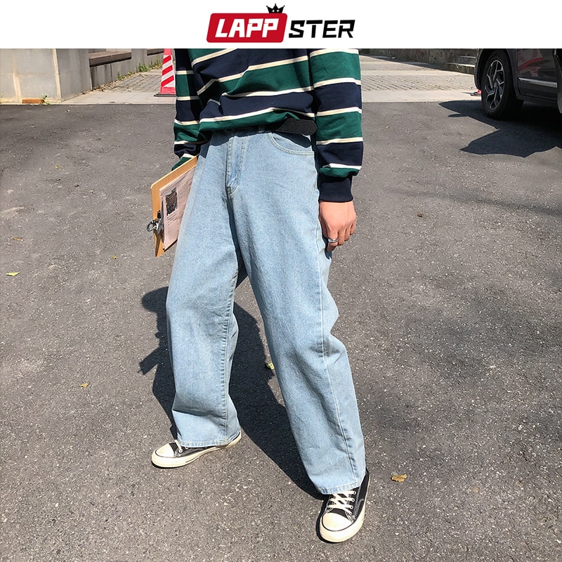 Lappster heren harajuku harem jeans broek heren streetwear hiphop denim wijde pijpen broek heren vintage losse kleurrijke broek xl