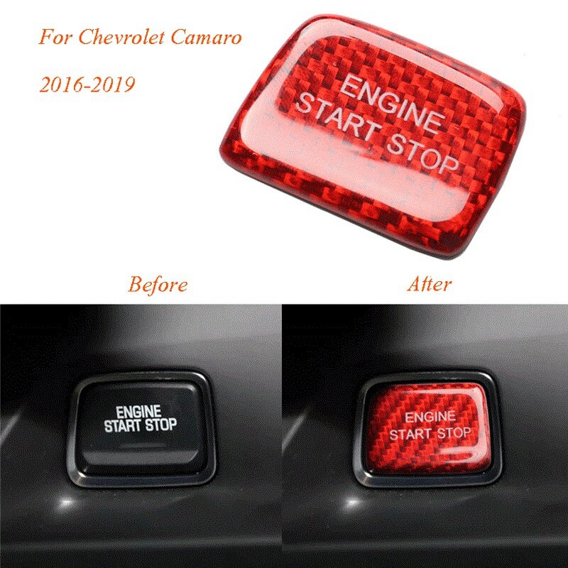 Carbon Fiber Engine Ignition Start Stop Push Button Cover Trim Sticker for Chevrolet Chevy Camaro: Default Title