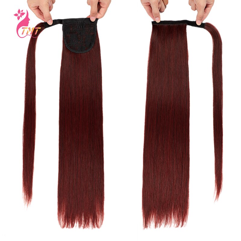 Long Ponytail Extension Synthetic Heat Restant Fiber Straight Pony Tail Hair Extensions Black Brown Headwear Hairpieces: S6