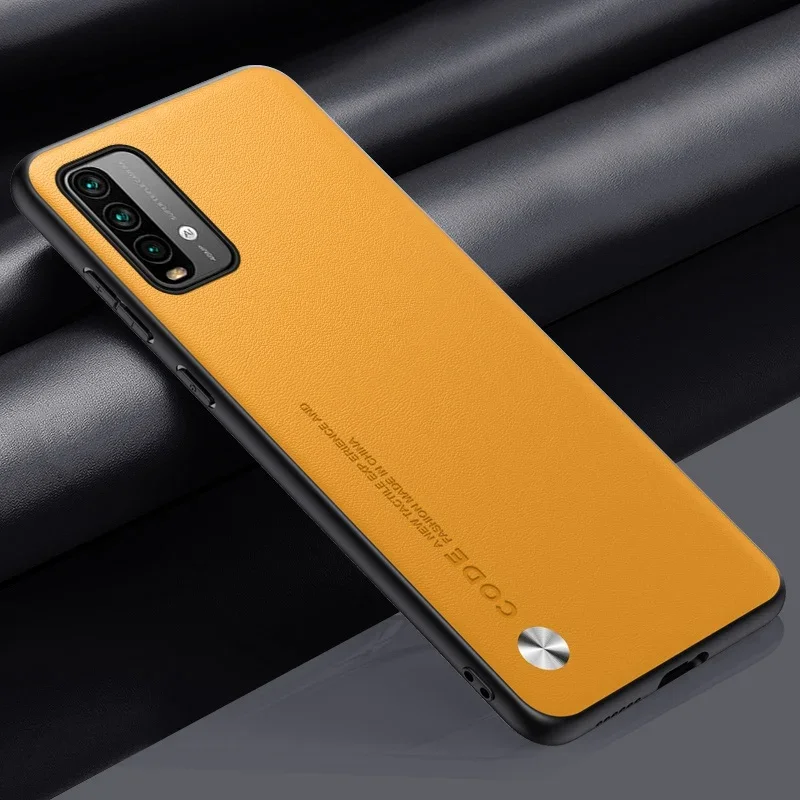 Étui en cuir PU de luxe pour Xiaomi Redmi 9T, Note 9T, 256, housse en silicone, protection antichoc, coque de téléphone pour Redmi 9, 9A: ABS / YELLOW