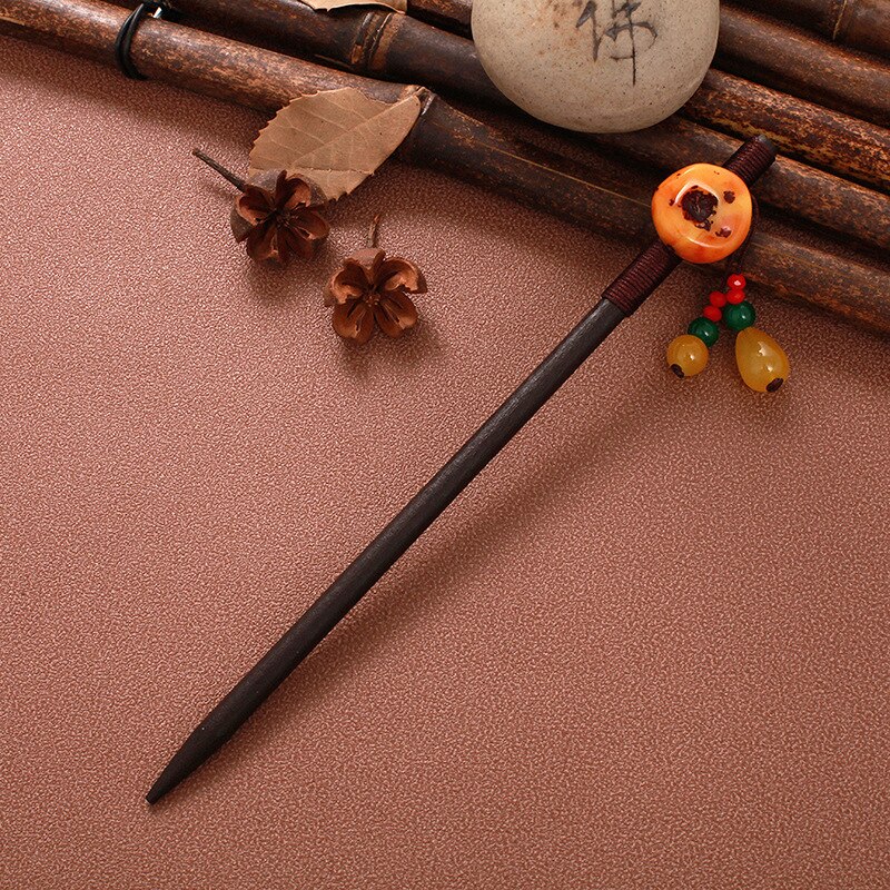 Vintage Hair Sticks Pick Chinese Style Wooden Chopsticks Flower Hair Pin Clip Women Crystal Hairpins Jewelry Accessories: 17