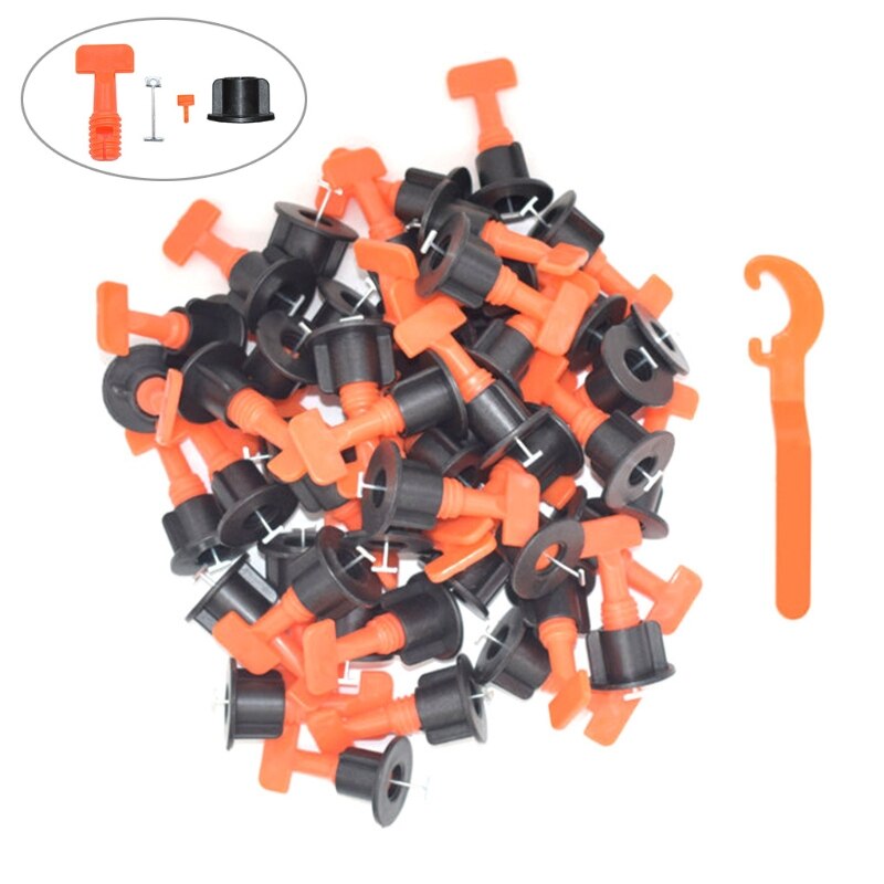 Tile Leveling System Kit Tile Leveler Spacers Replaceable Steel Pins Ceramic Tile Installation Tool with Wrenches 87HB