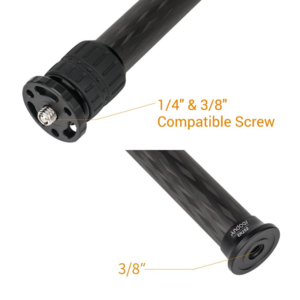 Andoer ER252 25mm Tube Diameter Carbon Fiber Tripod Extender 2-Section Center Column Extension Tube