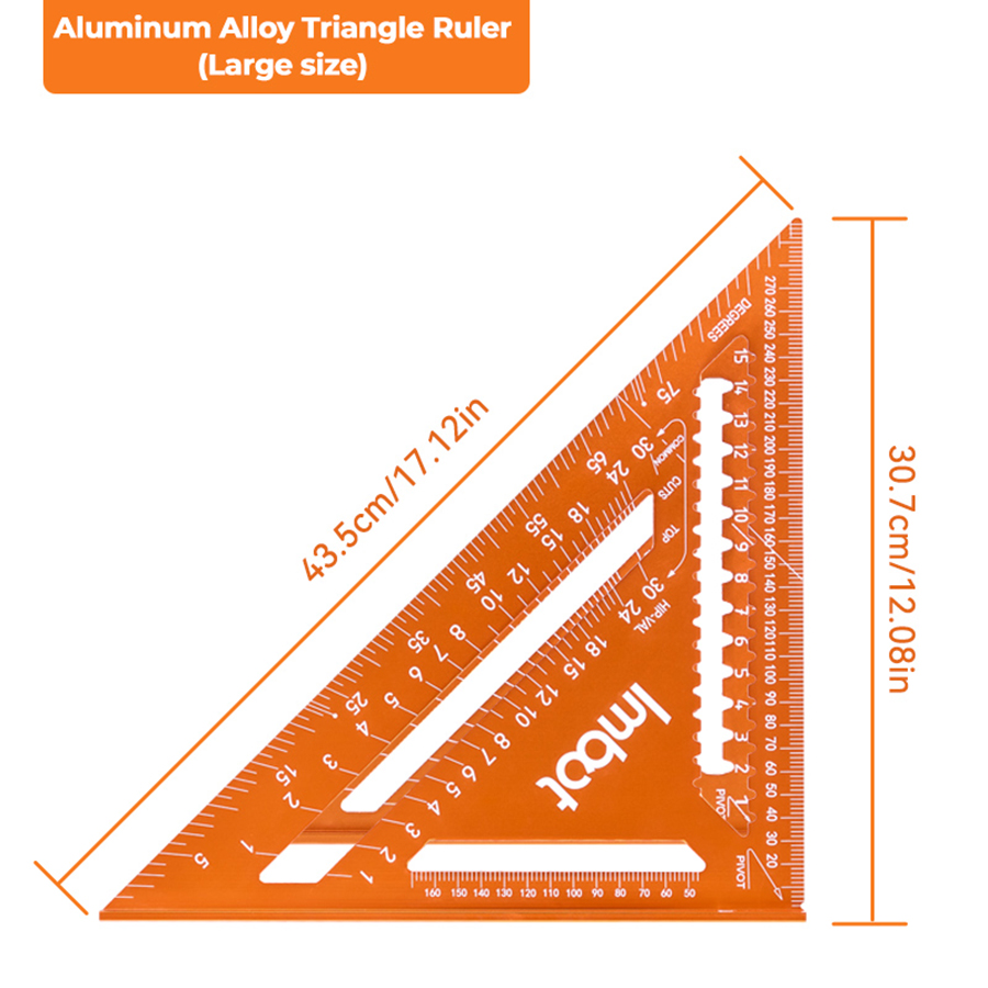 IMBOT Aluminum Alloy Double Scale Triangle Ruler Angle Ruler Carpenter Triangle Square Rafter Tool Mensurement Tool for Woodwork: Other