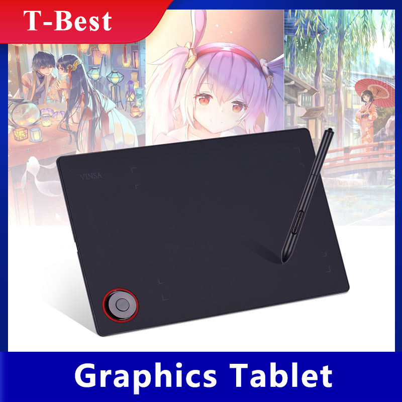 Graphics Drawing Tablet Writing Board Controller Knob 8192 Levels Battery-Free Stylus Support PC/Laptop Connection