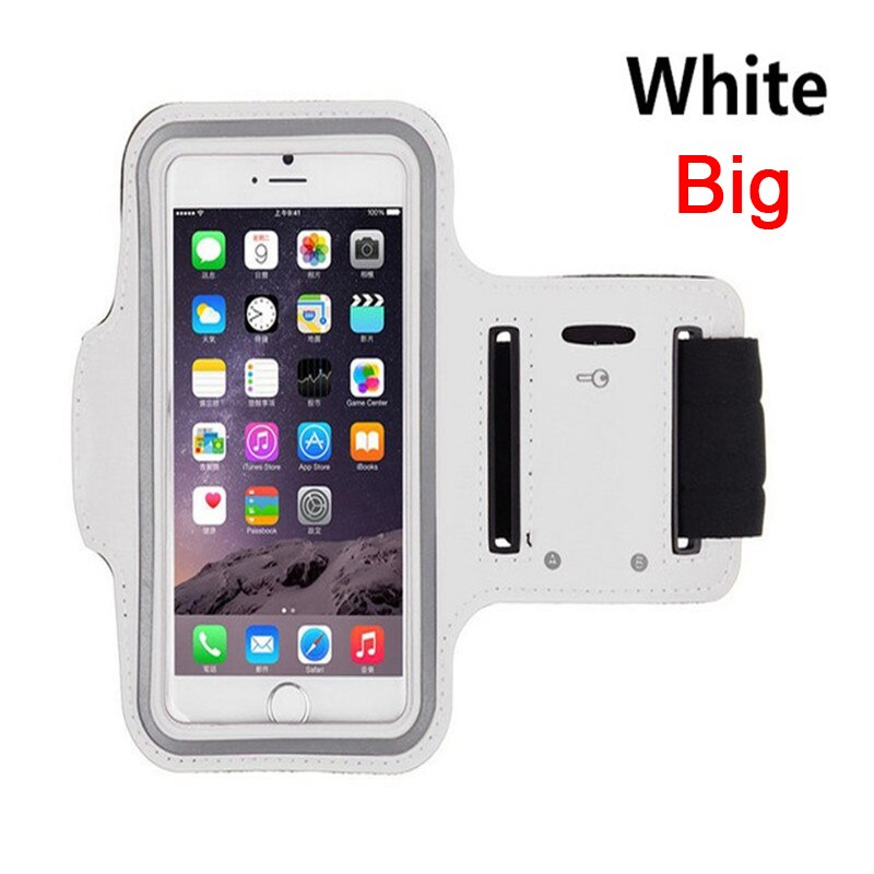 Waterproof 5.5" Gym Running Phone Bag Arm Band Case for iPhone 7 Outdoor Sports Phone Holder Armband Case for J4 J6: Big White