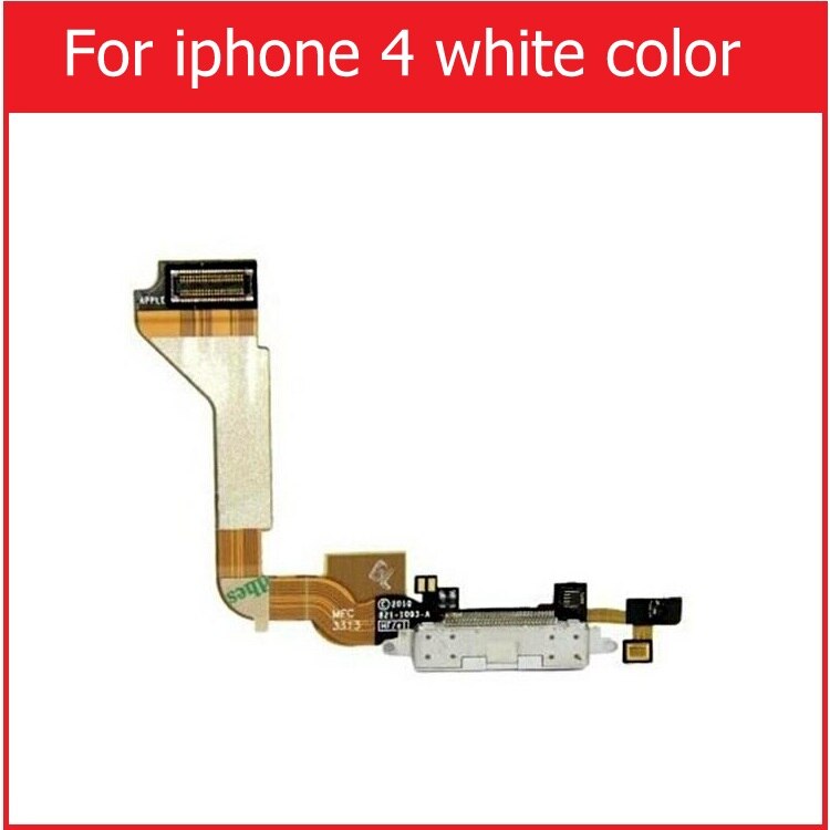 Usb dock oplader flex kabel til iphone 4 4s 5 5s 5c se opladning hovedtelefon audio jack port stik med mikrofon flex kabel bånd: Til  i4 hvide