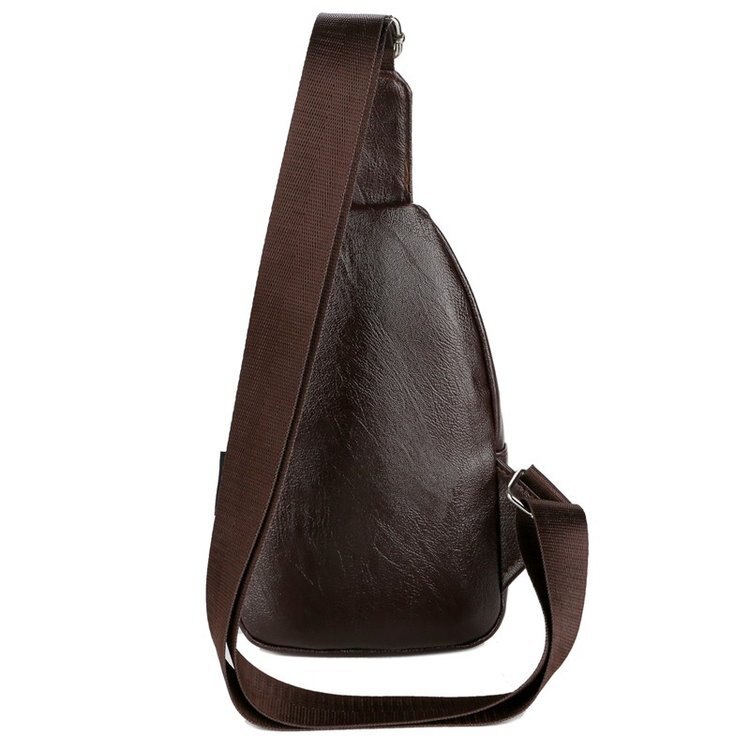 Tas stijl heren pu leren borsttas schoudertas multifunctioneel met koptelefoonaansluiting heren enkele schoudertas aktetas