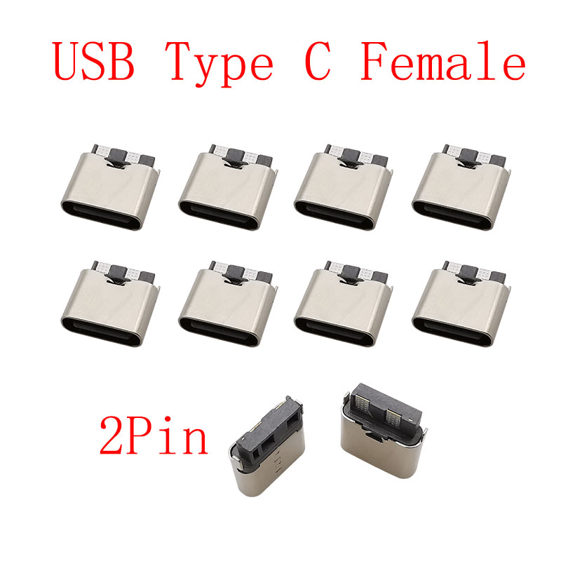 Connecteur USB Type C 2/6/16/24 broches, prise femelle, Port de chargement, SMD SMT PCB, soudure, bricolage, réparation, connecteurs de prise USB-C type-c, 10 pièces: Lavande