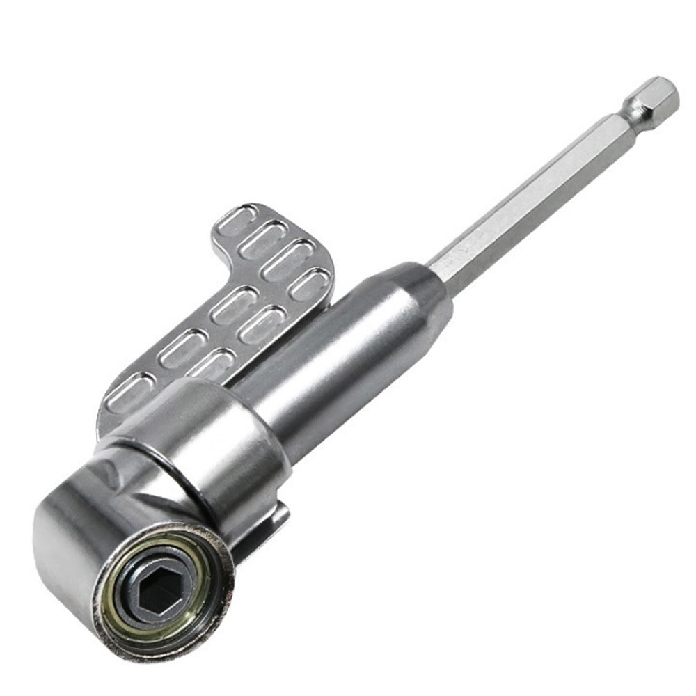 105 Degree Angle Screwdriver Set Holder Adapter Adjustable Bits Nozzles for Screwdriver Bit Right Angle Head Hex Bit Socket 1/4&#39;: Long type-Silver