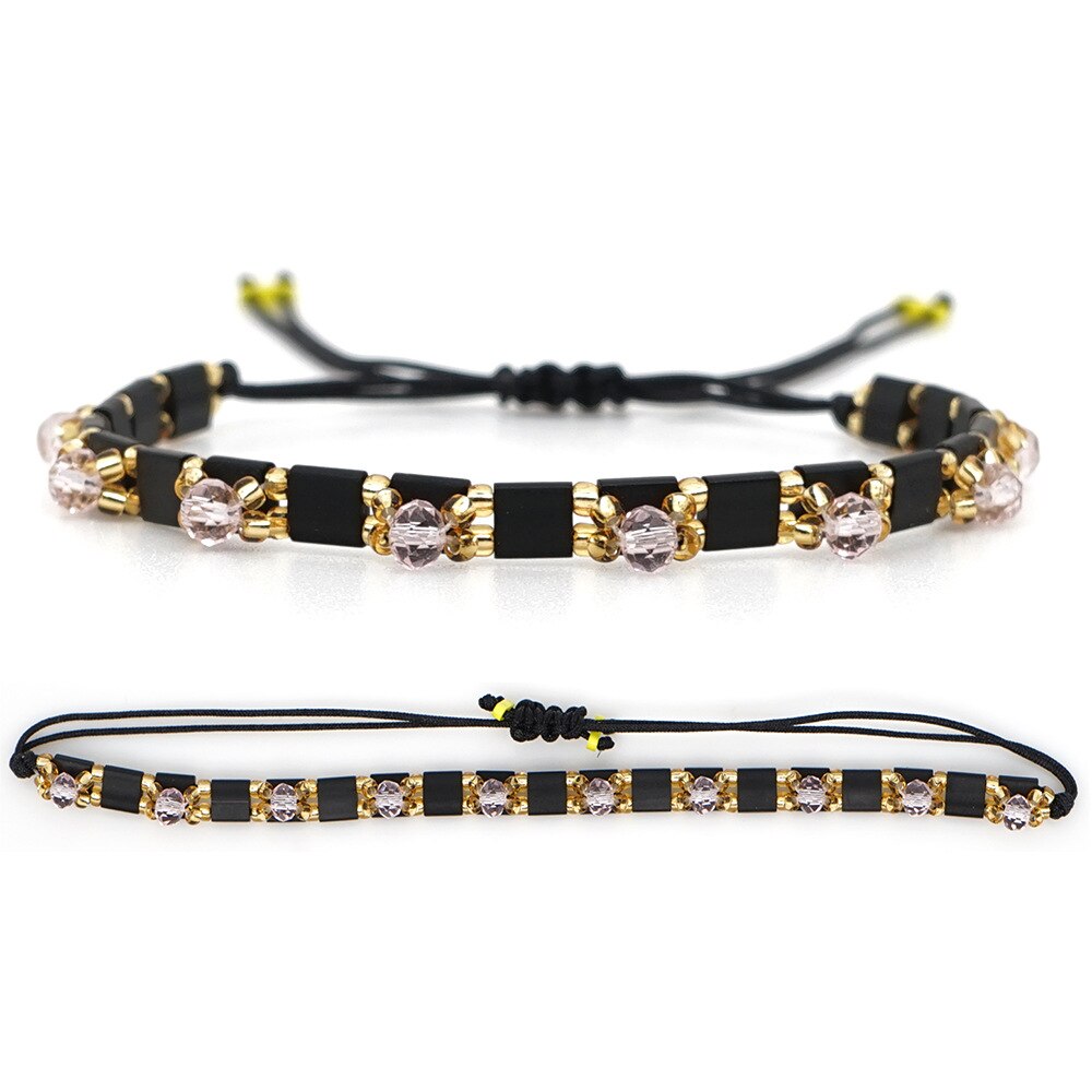 ZHONGVI Tile Bracelet For Women LOVE Letter Pulseras Mujer Moda Black Heart Jewelry Enamel Beads Boho Handmade: 3