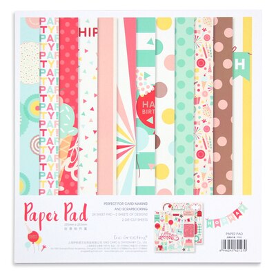 Pack Papier Scrapbooking - 25.5cm - 26 Feuilles - Fleurs Papillon Fond - DIY Motifs Créatifs: 003