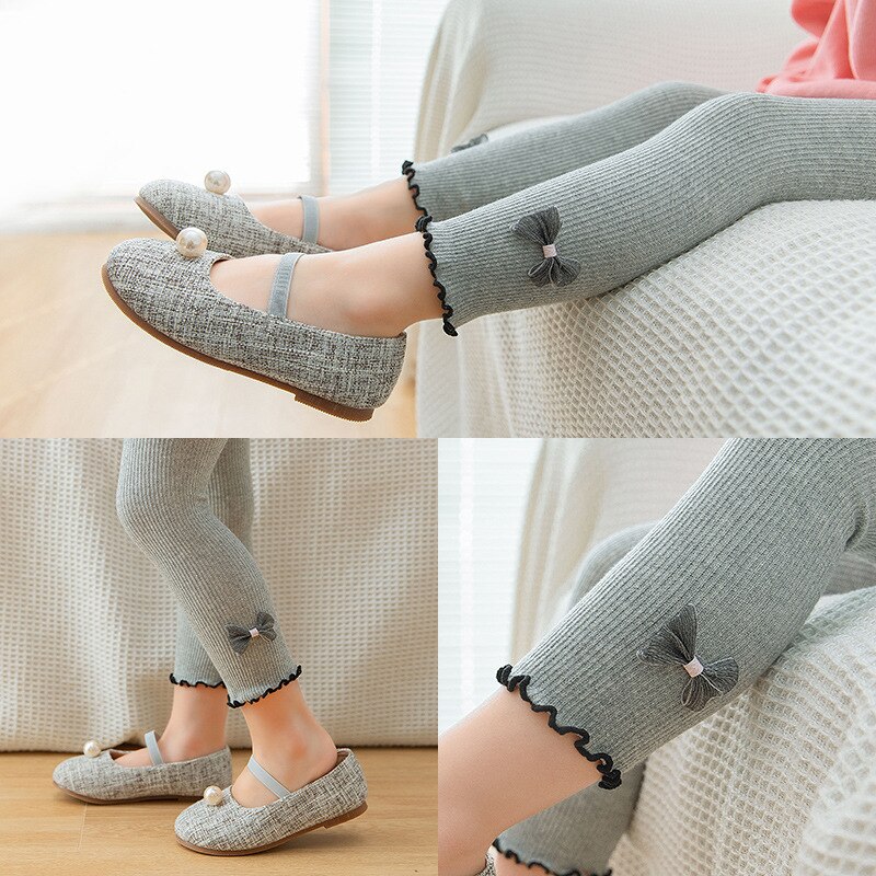 Dziewczęce legginsy dziecięce spodnie dla dziewczynek dziecięce legginsy dziecięce cukierki kolorowe spodnie kokarda bawełniana oddychająca wiosna jesień