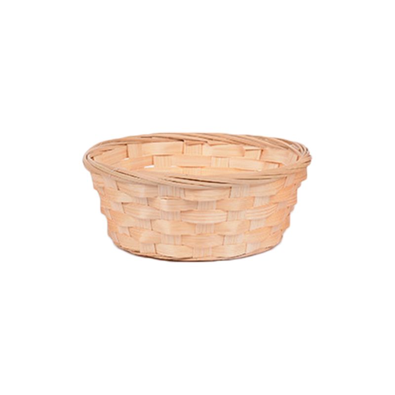 Práctico cesto redondo de mimbre, cestos tejidos de bambú para fruta, merienda, cesta para pan, cesto de almacenamiento, cesto
