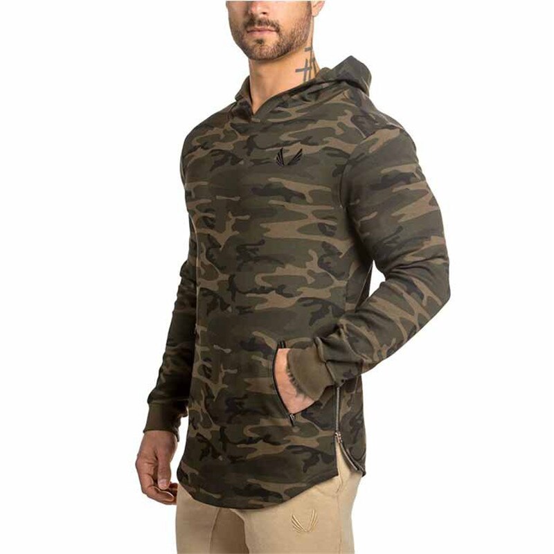 Mens Running Jackets Outdoor Sports Hoodies Jogging Hooded Hoody Sportswear Gym Tight Training Sweatshirts Fitness Jackets: Camouflage / XL
