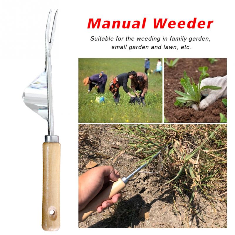 Manual Weeder Fork Metal Hand Garden Wood Handle Digging Puller Weeding Tool Home Garden Transplanting Digging Tools