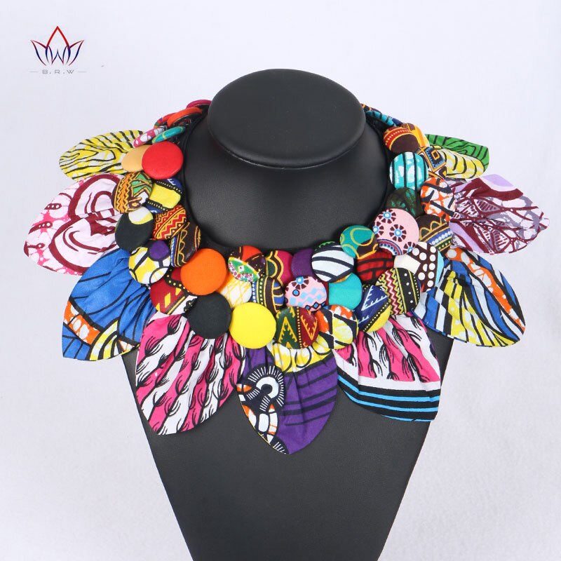 Ankara knapp haklapp knapp örhängen statement halsband tribal halsband handgjorda blomma form afrikanska smycken wya 063: 7