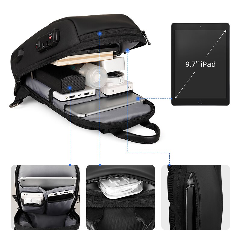 Mark ryden heren messenger bag anti-diefstal waterdicht usb-oplaadbaar schouder crossbody tassen borsttassen mannelijke sling bag voor reizen