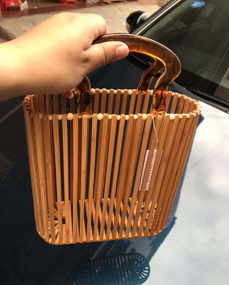 Luxe damestassen, acryl handvatten, geweven tas, bamboe tas, gestikte holle tas, clutch, bali strandtas